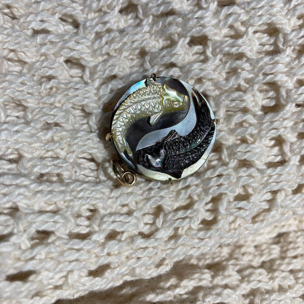 Maura Green Koi Yin Yang 14k gold pendant